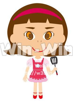 お手伝いをする女の子のCG・イラスト素材 W-024258