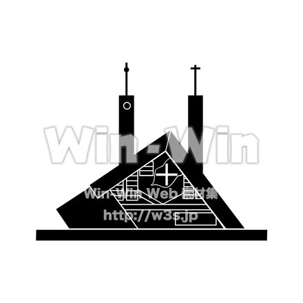 ザビエル教会のシルエット素材 W-024848