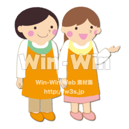 エプロン姿の女性2人のCG・イラスト素材 W-025508
