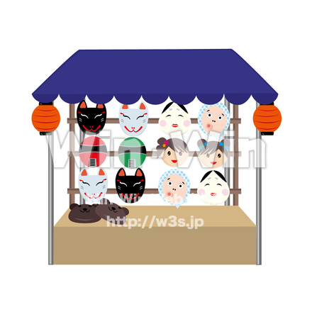 お面屋の屋台のCG・イラスト素材 W-024513