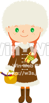 赤毛の女の子（冬）のCG・イラスト素材 W-025156