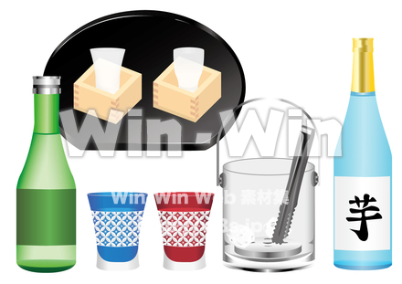 冷酒･芋焼酎ロックセットのCG・イラスト素材 W-024211