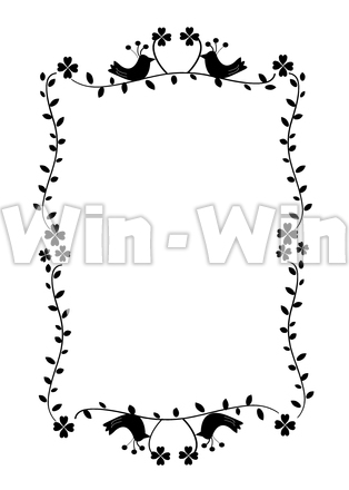 四つ葉のフレームのシルエット素材 W-024007