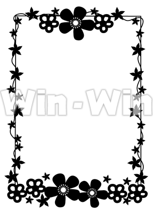 A4フレーム花のシルエット素材 W-024465