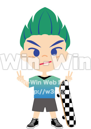 スケボー少年のCG・イラスト素材 W-024205