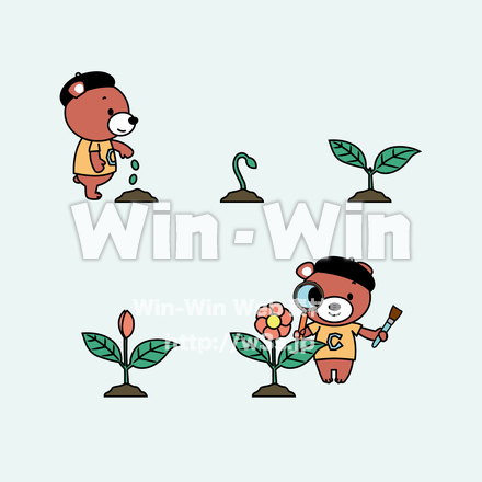 ココアくんの植物観察のCG・イラスト素材 W-025379
