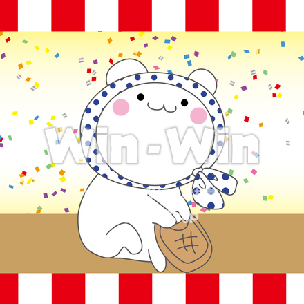 どじょうすくいをしているしろくまのCG・イラスト素材 W-025643