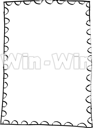 ペン画フレームのシルエット素材 W-024665