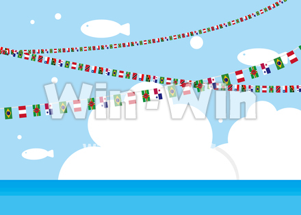 アメリカ大陸フラッグブラシを使った背景のCG・イラスト素材 W-024647