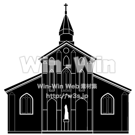 大浦天主堂のシルエット素材 W-024364