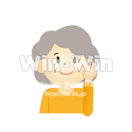 補聴器をつけているおばあちゃんのCG・イラスト素材 W-024386