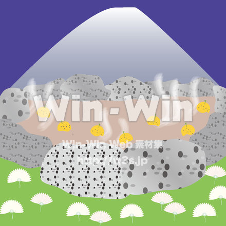 背景ゆず湯の露天風呂のCG・イラスト素材 W-025502