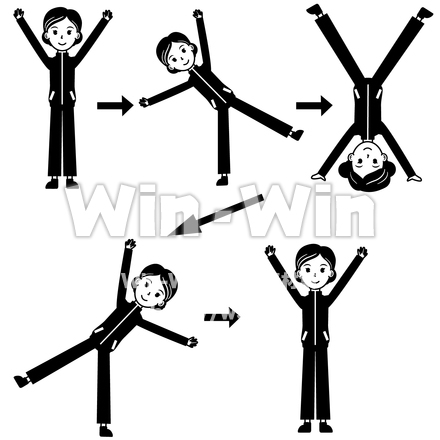 側転のシルエット素材 W-025915