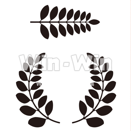 基本月桂樹花輪シルエットのシルエット素材 W-024312