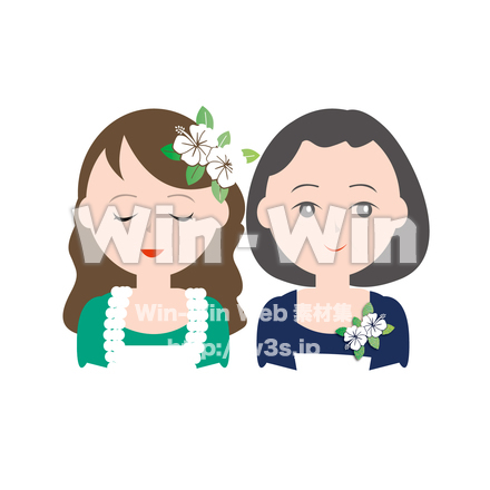 ハワイアン女性のCG・イラスト素材 W-024718