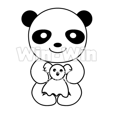 てるてる坊主を作るパンダのシルエット素材 W-024353