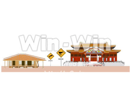 沖縄の街ブラシのCG・イラスト素材 W-025463