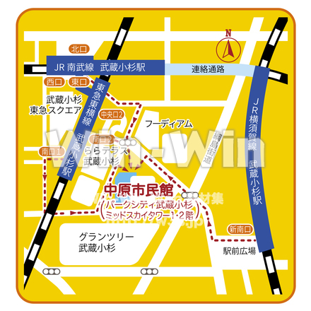中原市民館アクセスマップ(2018.9改訂版)のCG・イラスト素材 W-024797
