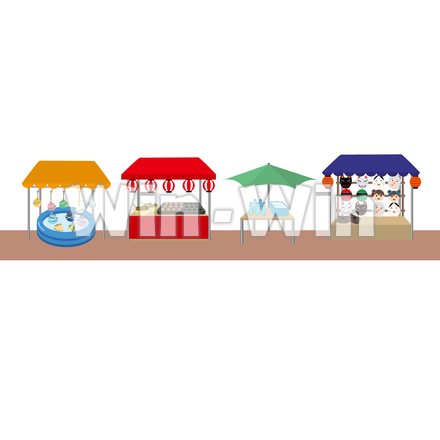 縁日の屋台（出店）の街ブラシのCG・イラスト素材 W-024522