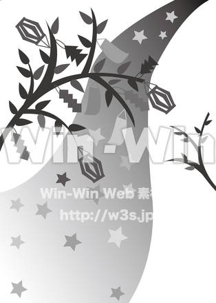 天の川と笹飾りのシルエット素材 W-024216