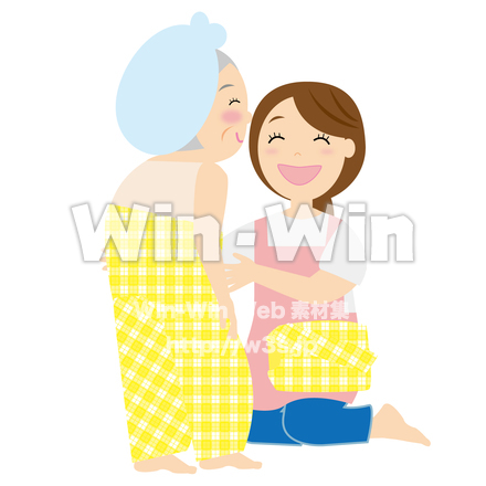 介護の様子(笑顔)のCG・イラスト素材 W-024249