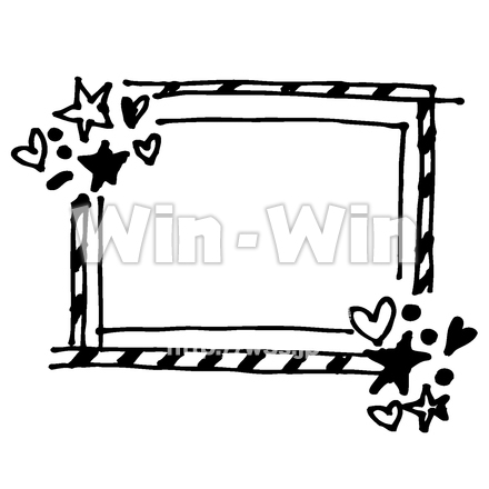 ハートと星のフレームのシルエット素材 W-024301