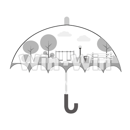 傘のシルエット素材 W-024354