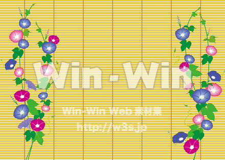 すだれと朝顔のCG・イラスト素材 W-024792