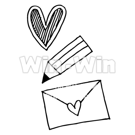 お手紙セットのシルエット素材 W-024297