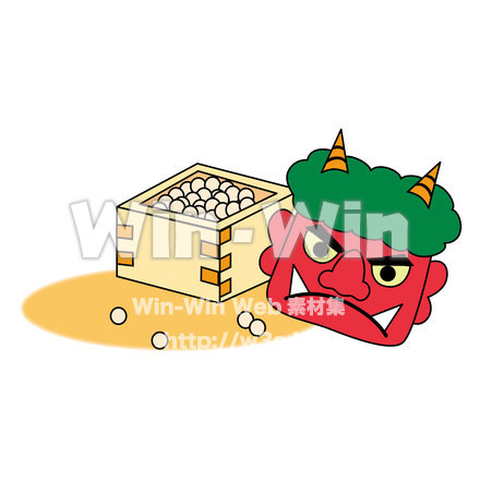 節分の鬼と豆のCG・イラスト素材 W-025043