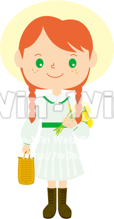 赤毛の女の子のCG・イラスト素材 W-024250