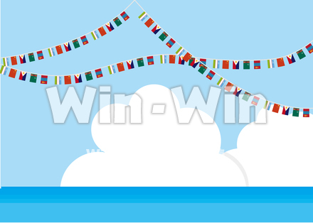 フラッグパターンのシルエット素材 W-024678