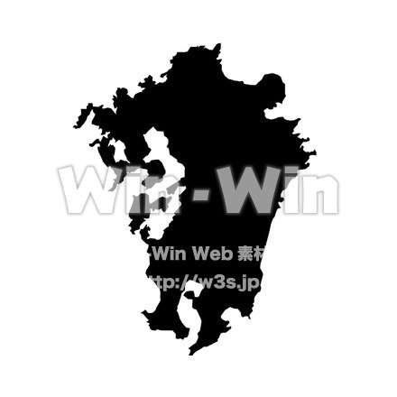 九州のシルエット素材 W-025967