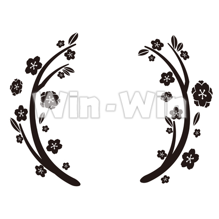 桃（花輪）のシルエット素材 W-025782