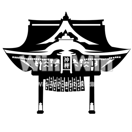 北野天満宮（三光門）のシルエット素材 W-025403