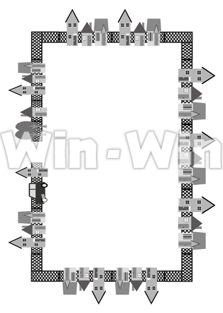 家と車のパターンブラシのシルエット素材 W-024341