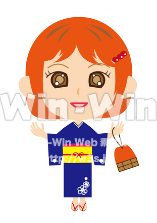 浴衣の女の子のCG・イラスト素材 W-024175