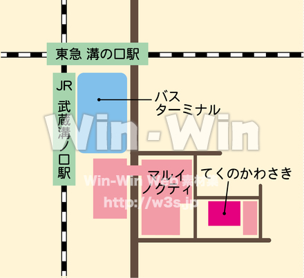 てくのかわさき　地図のCG・イラスト素材 W-025810