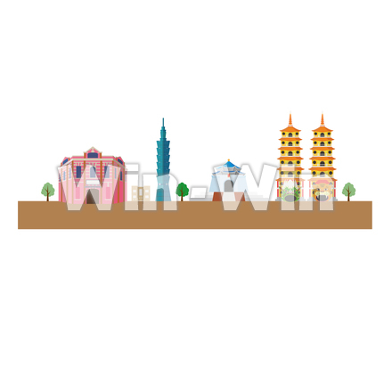 台湾の街並みのCG・イラスト素材 W-025003