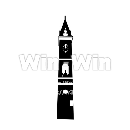 ポール博士の時計台のシルエット素材 W-024011