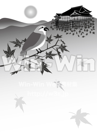 一枚絵（紅葉）のシルエット素材 W-024916