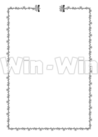 A4フレームパターンブラシ花のシルエット素材 W-024585