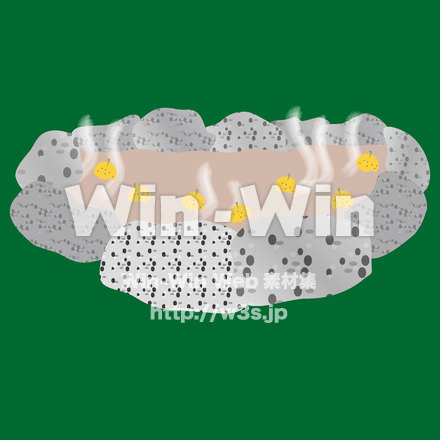 ゆず湯の露天風呂のCG・イラスト素材 W-025501