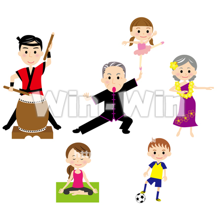 習い事家族のCG・イラスト素材 W-024236