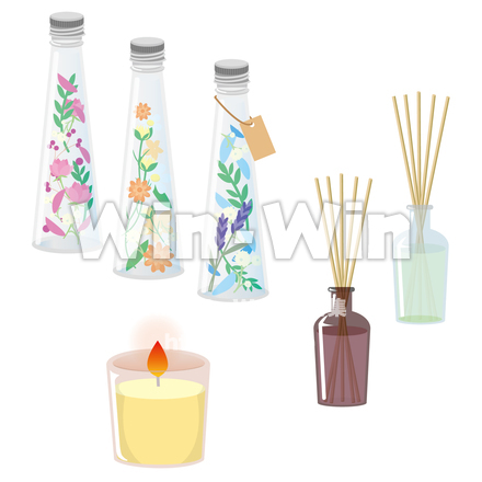 ハーバリウム、アロマディフューザー、アロマキャンドル　のCG・イラスト素材 W-024538