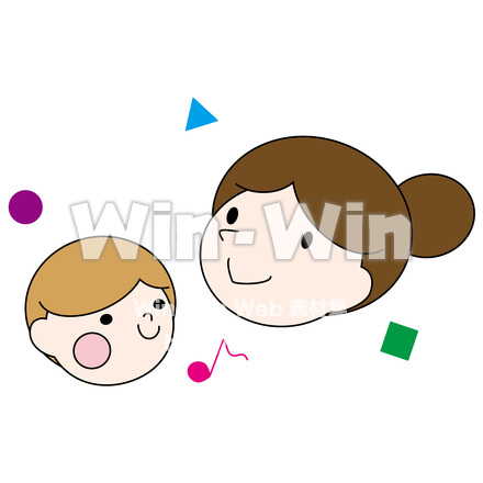 お母さんと子供の顔のCG・イラスト素材 W-027159