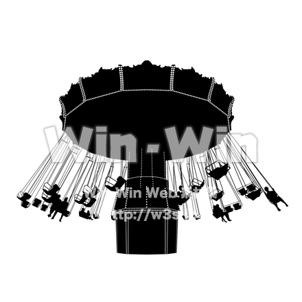 回転ブランコのシルエット素材 W-027527