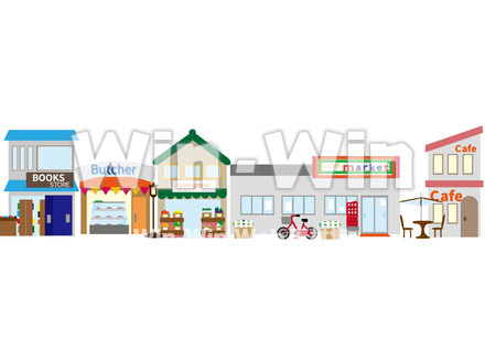 商店街の街並みのCG・イラスト素材 W-026537