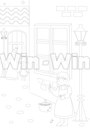 マッチ売りの少女の塗り絵のCG・イラスト素材 W-027973