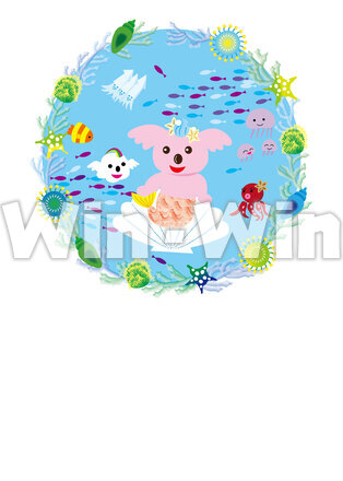 コアラの人魚と仲間たちのCG・イラスト素材 W-026715